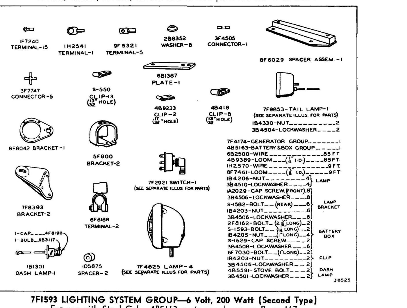 7F1593 LIGHTING SYSTEM GROUP - 6 Volt, 200 Watt (Second Type)