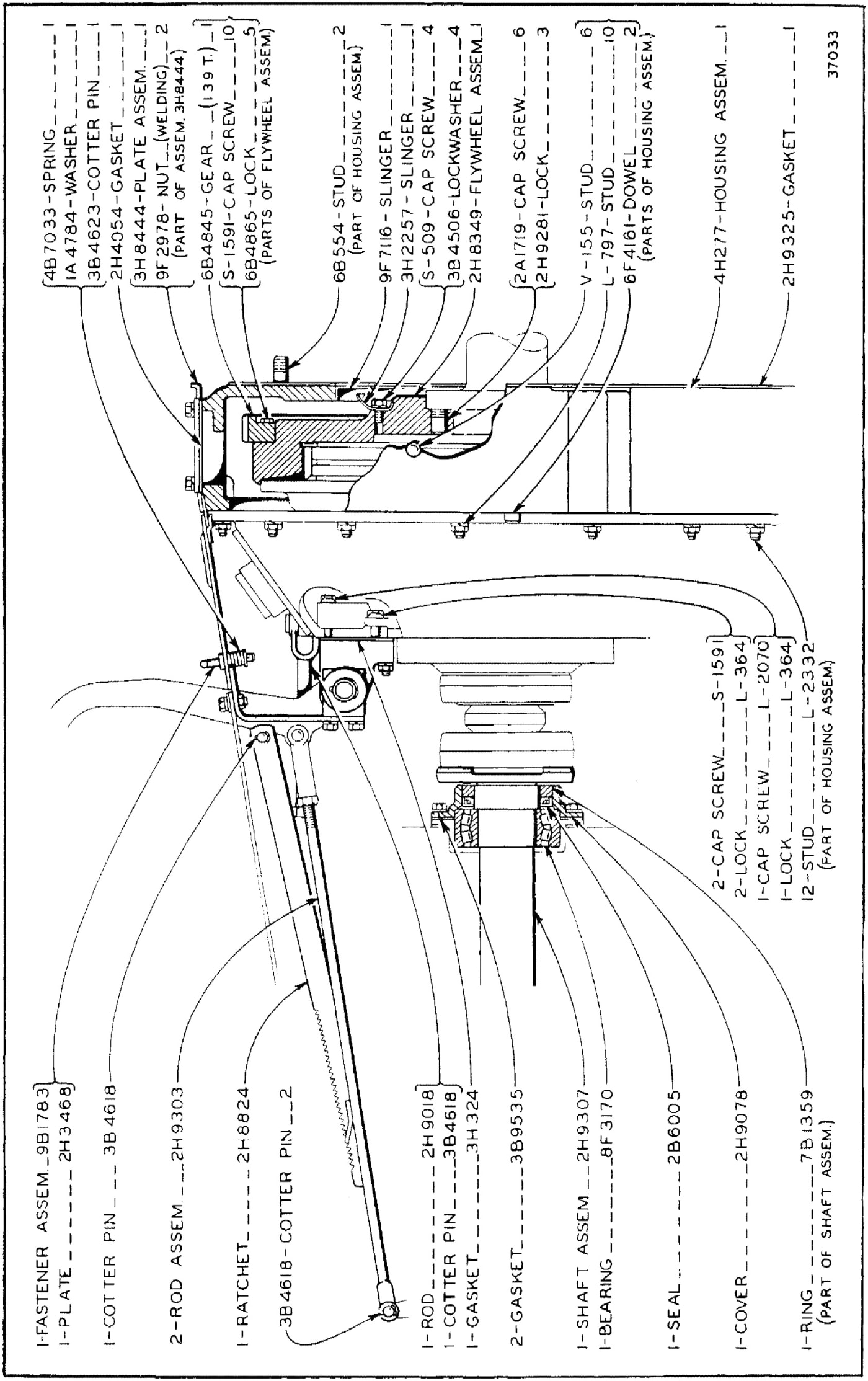 4H302 OIL CLUTCH MOUNTING GROUP - Field Changeover (Side View, First Type)