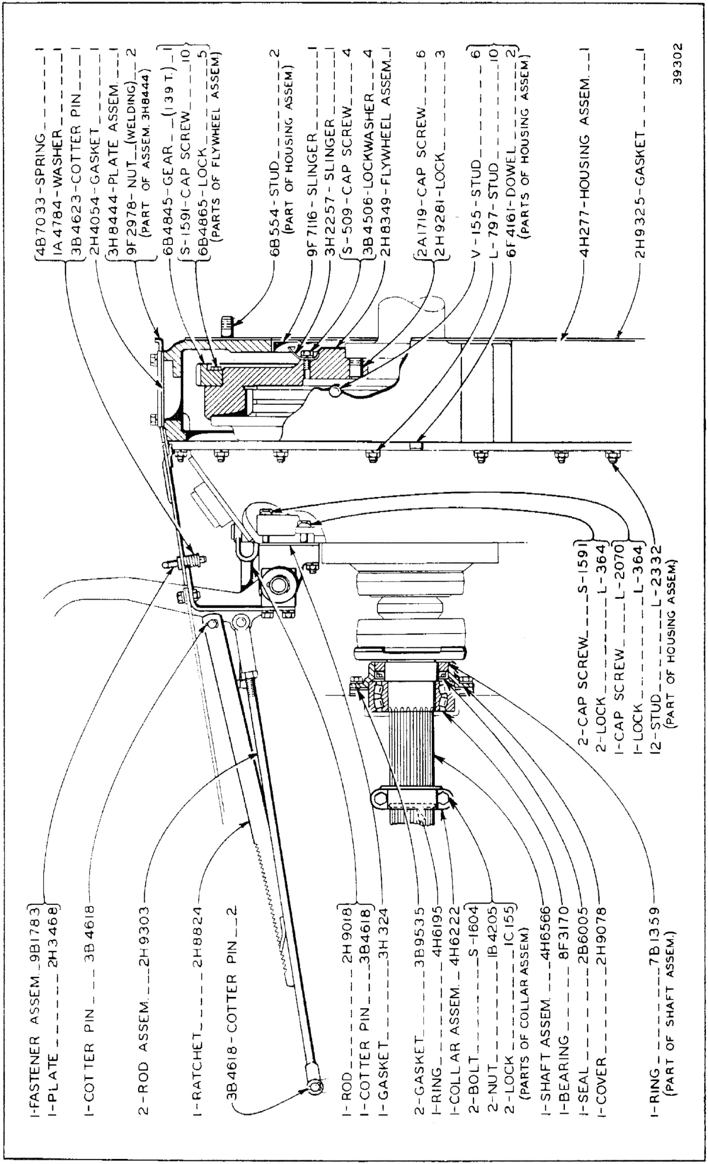 4H302 OIL CLUTCH MOUNTING GROUP - Field Changeover (Side View, Second Type)
