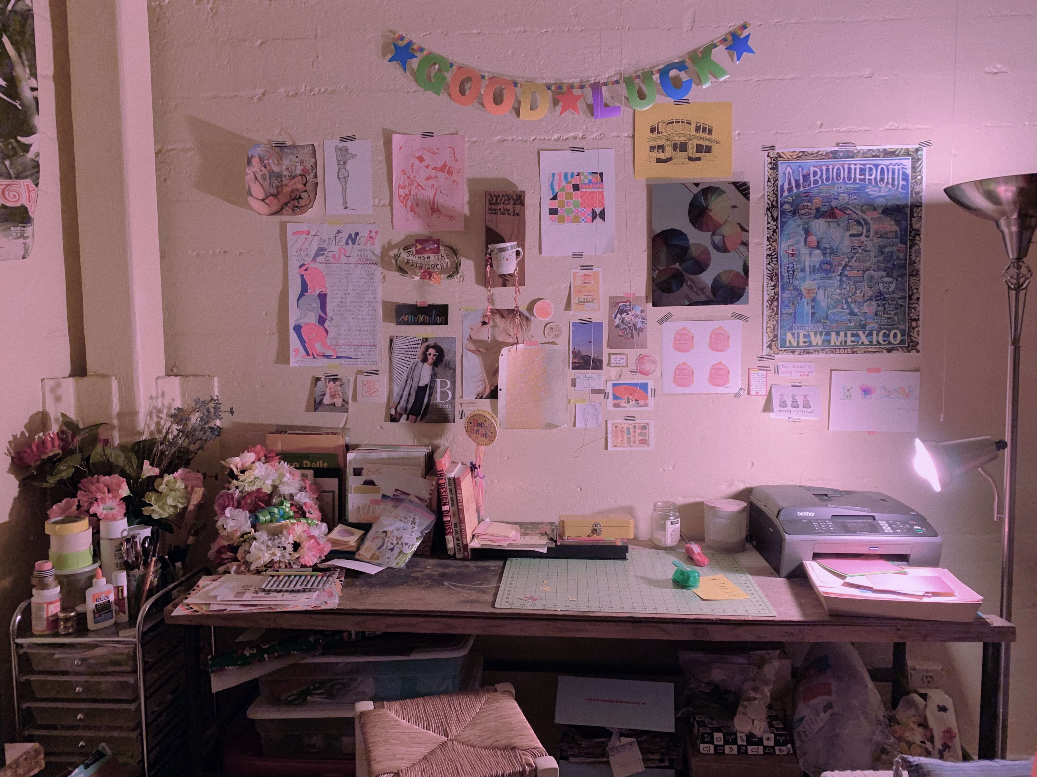 my creative workspace in January 2021