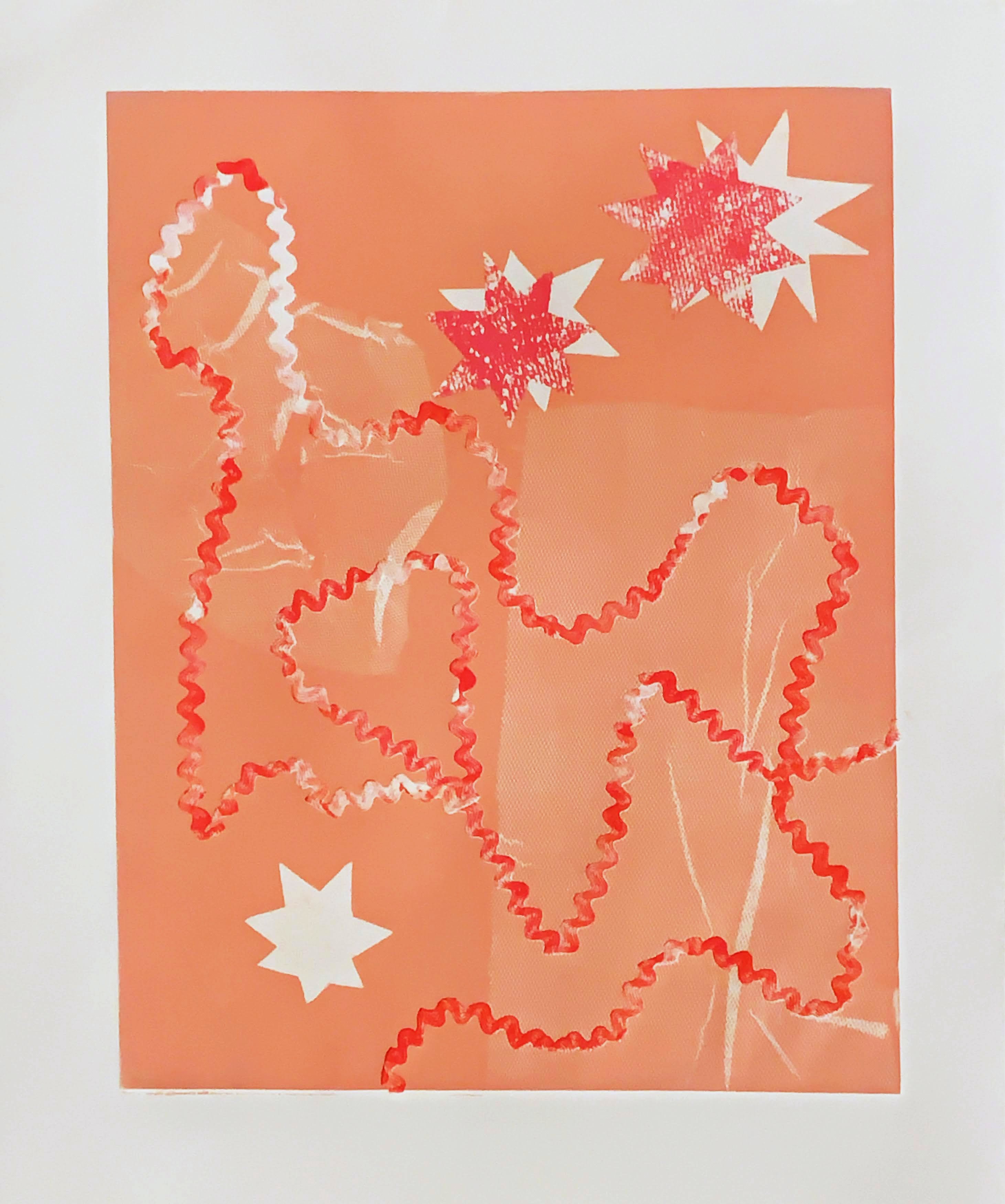 pink stars and rickrack print