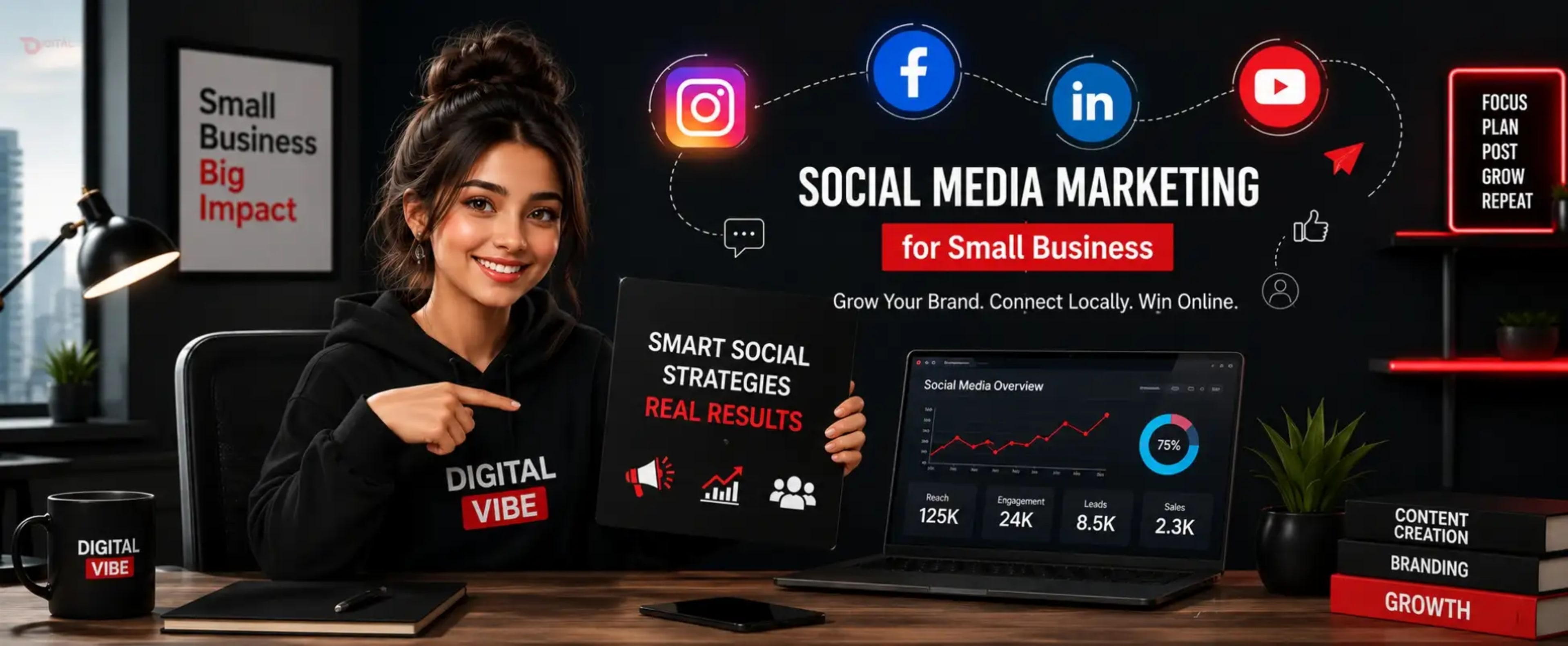 [IMAGE: Platform Comparison Chart — Instagram vs Facebook vs LinkedIn vs YouTube for Delhi NCR Small Businesses 2026]