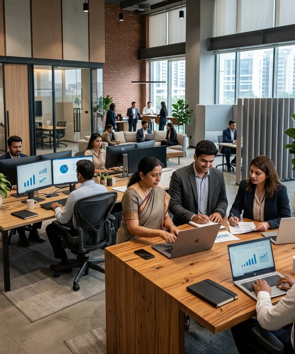 Modern corporate office environment in Delhi NCR
