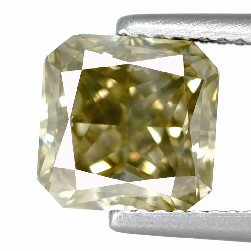 Diamond 4.00ct — Cut-Cornered Square Modified Brilliant, Fancy Dark Brown-Greenish Yellow (GIA)