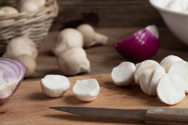 puffball mushrooms onions sliced table 1 