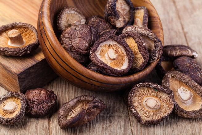 Dried mushrooms in a bowl