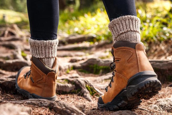 Person walking in a forest