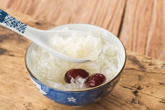 Cooked tremella mushrooms in a bowl