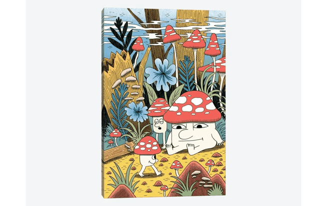 A funky mushroom art print.