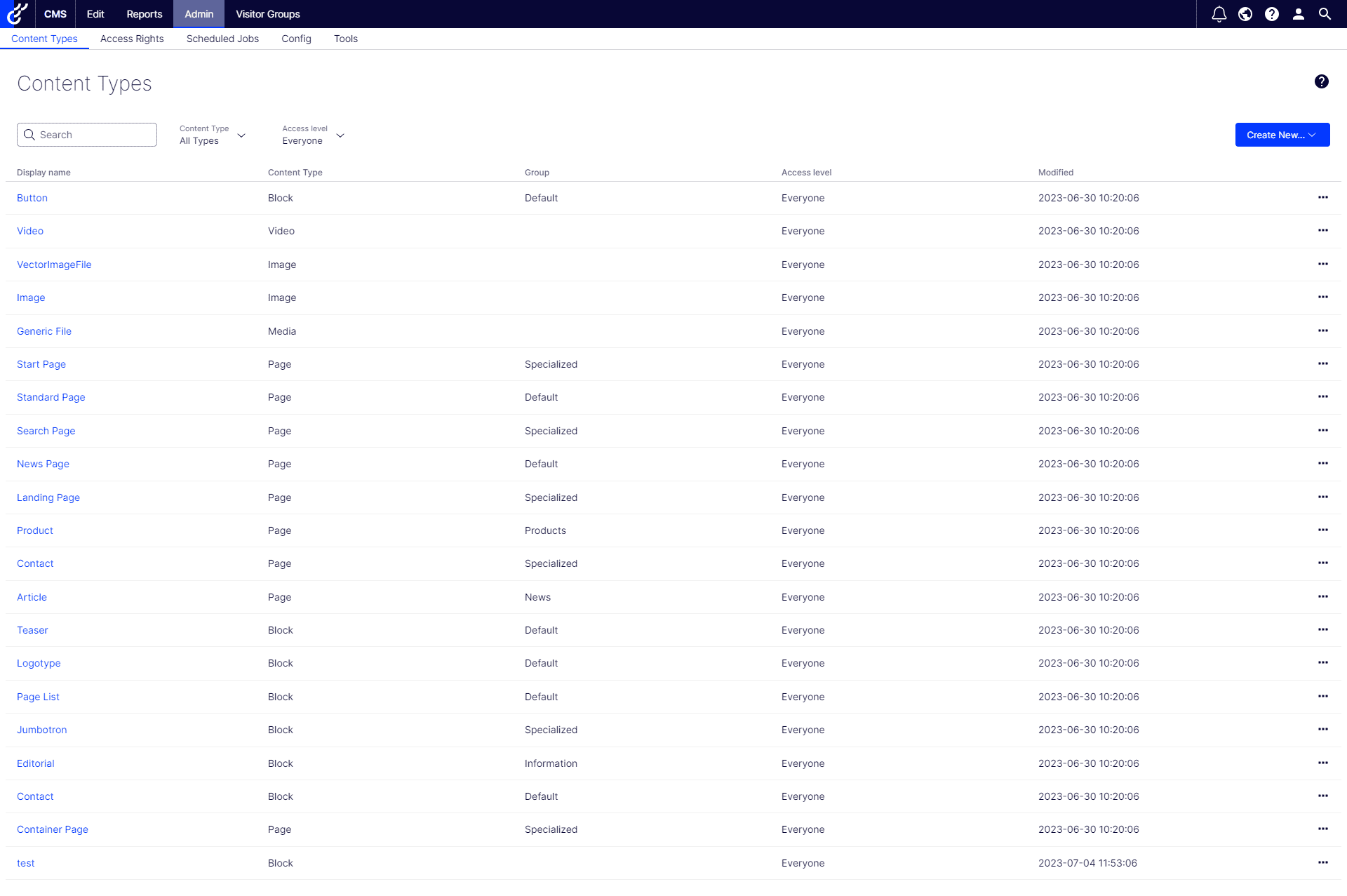 Optimizely CMS Admin Tab Content Type