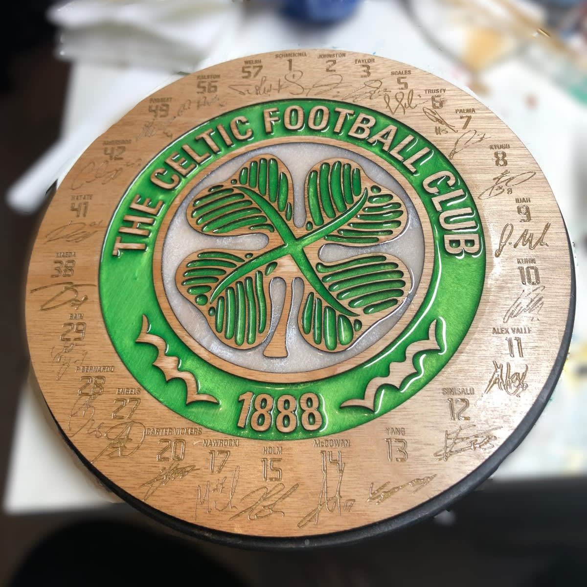 Celtic F.C. Crest with Team Players’ Autographs - Image 1