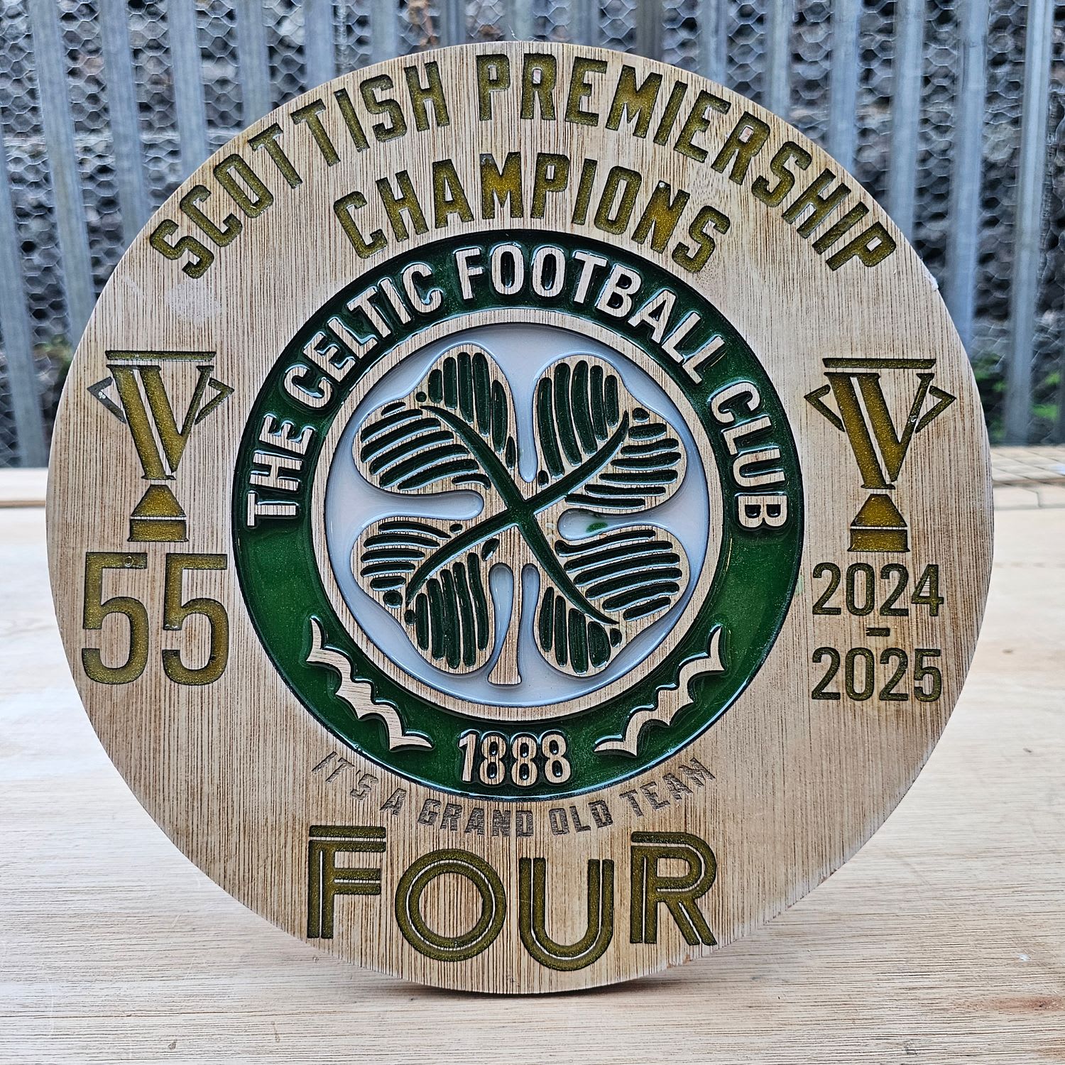 New Celtic F.C. 2025 Champions Wooden and Resin Crest - Image 1