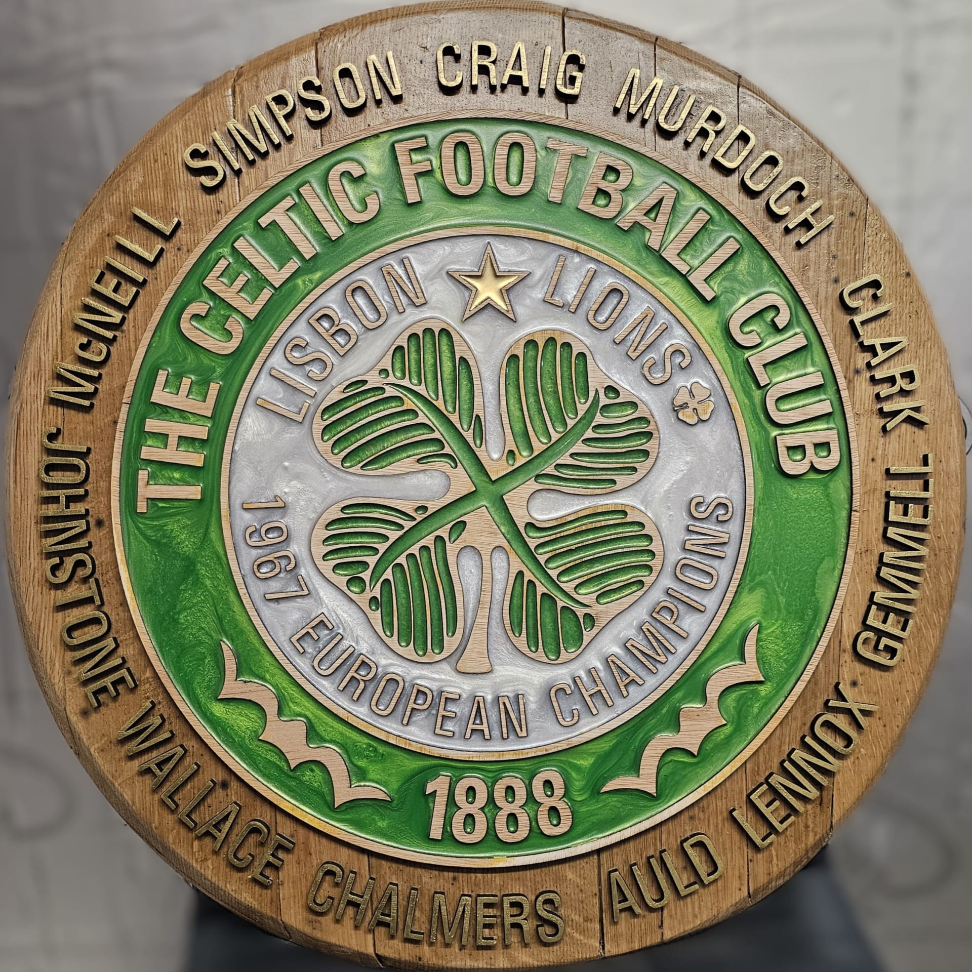 Lisbon Lions Celtic F.C. Crest – Reclaimed Whisky Barrel Edition - Image 1