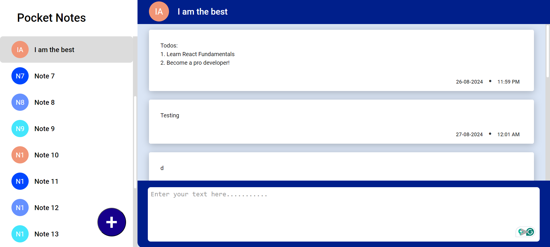 GitHub - ds-1201/notes-app: Cuvette Module Test 2 - React · GitHub