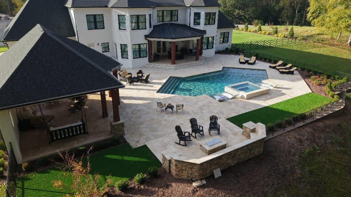 Pool with Pavilion Aerial
