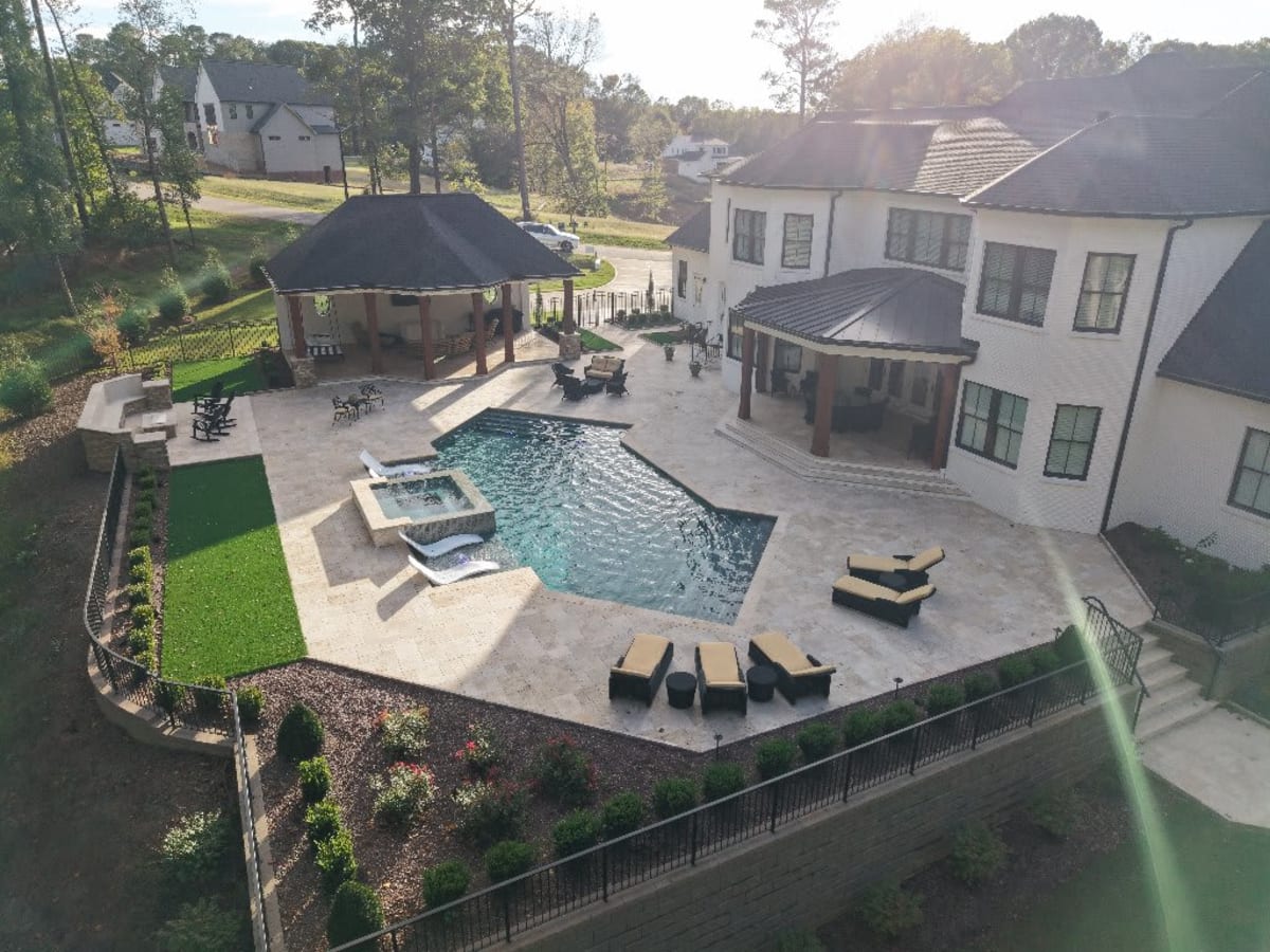 Large Pool & Patio Aerial