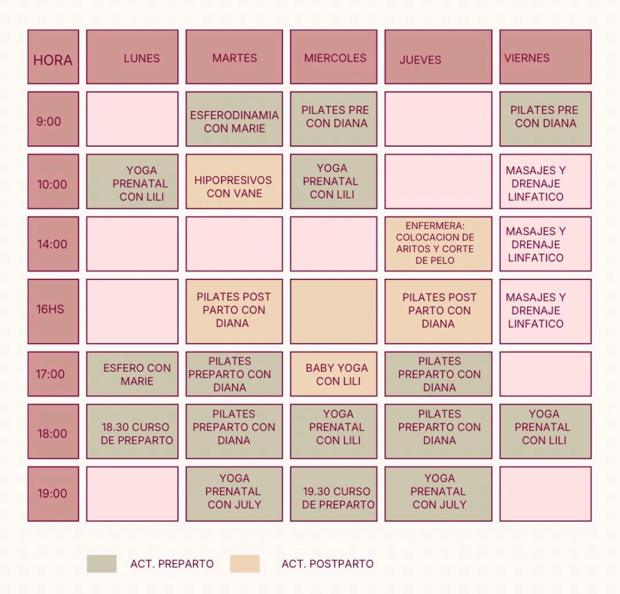 Horarios Sede Centro