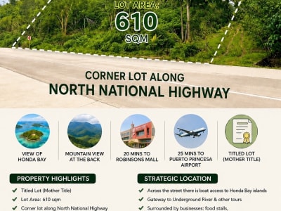 610 SQM TITLED LOT ALONG NORTH NATIONAL HIGHWAY with BAY & MOUNTAIN VIEW