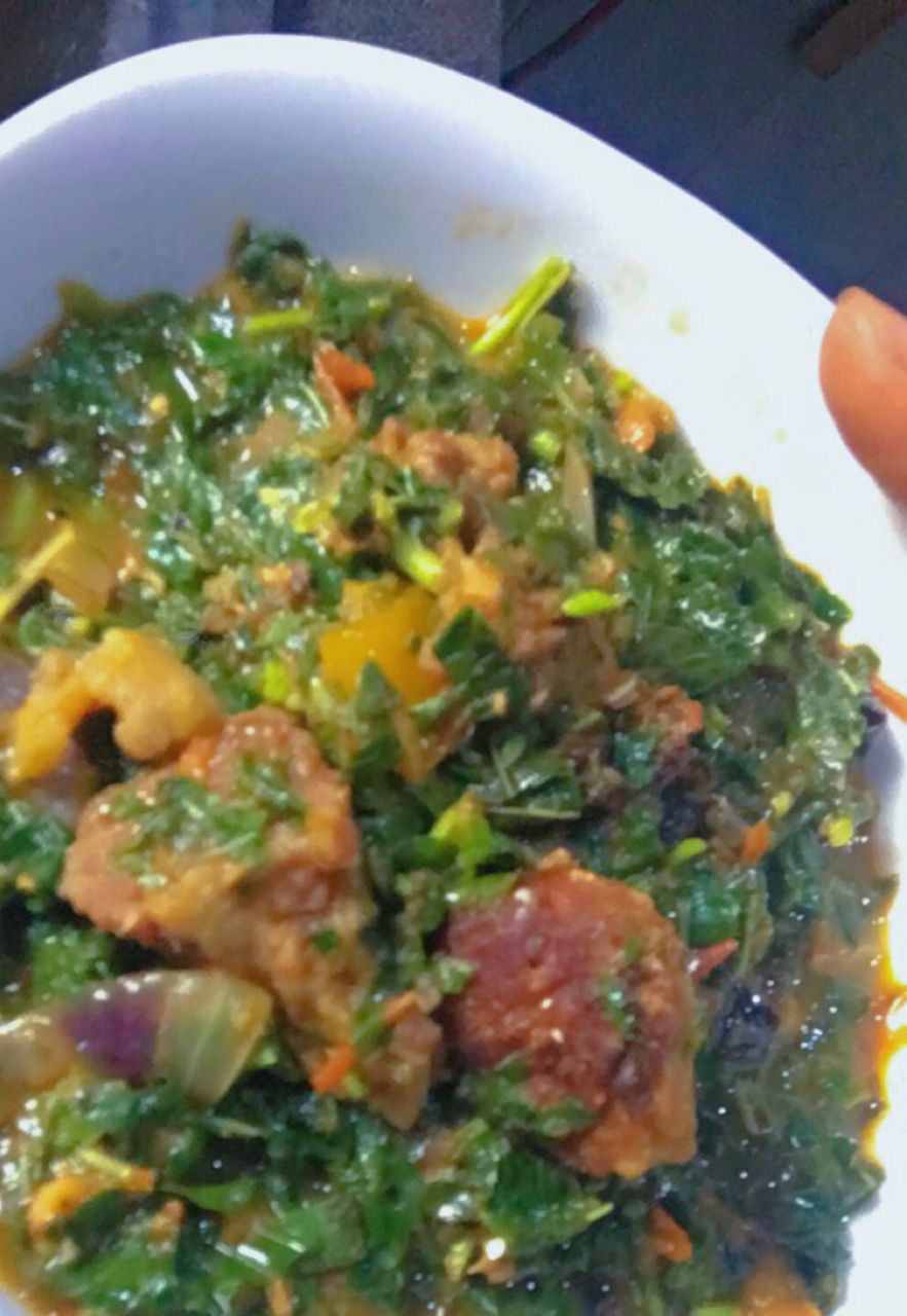 Yam sauced with goat meat plus 3