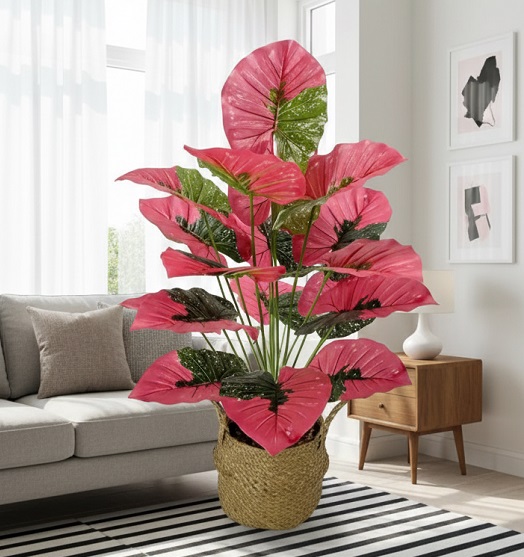 buy beautiful Faux Pink Variegated Elephant Ear Plant flowers