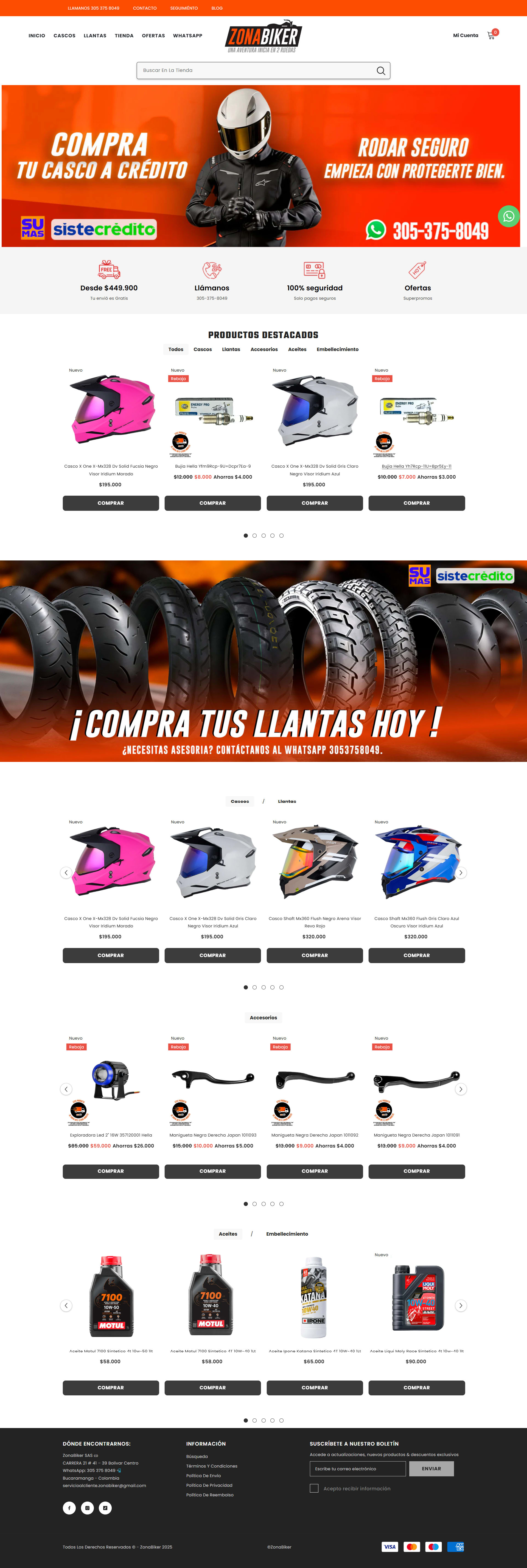 Zona Biker — sitio web desktop