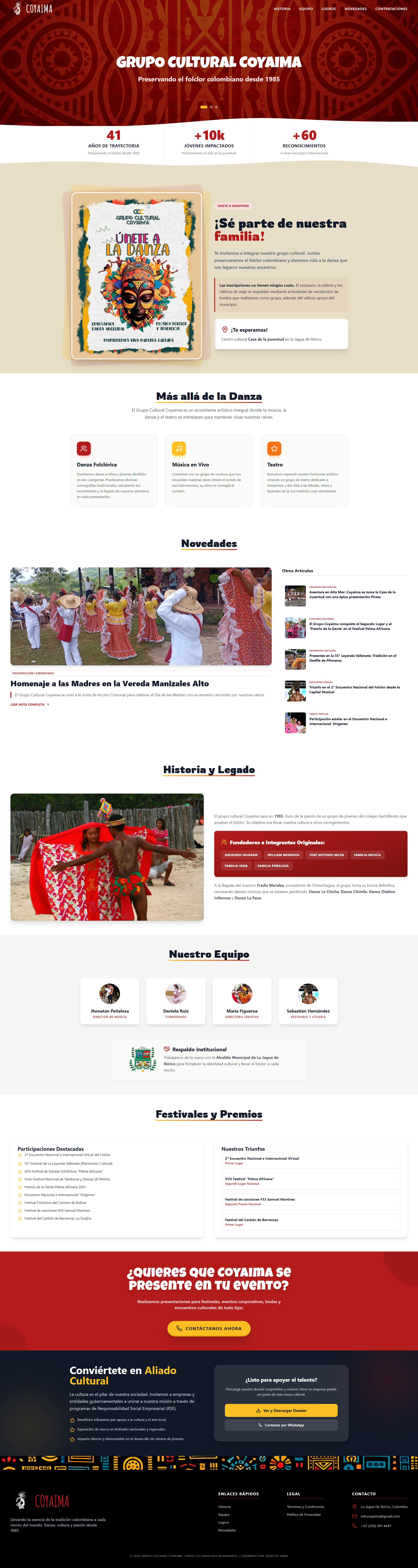 Grupo Cultural Coyaima — sitio web desktop