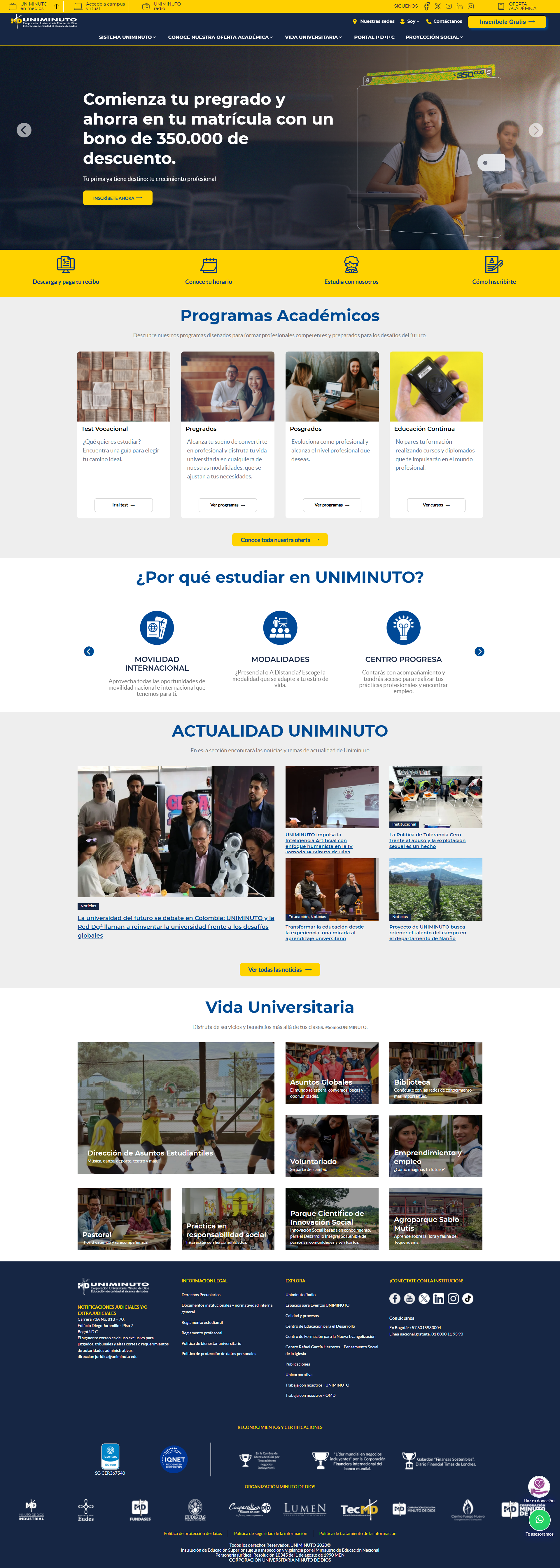 UNIMINUTO — sitio web desktop