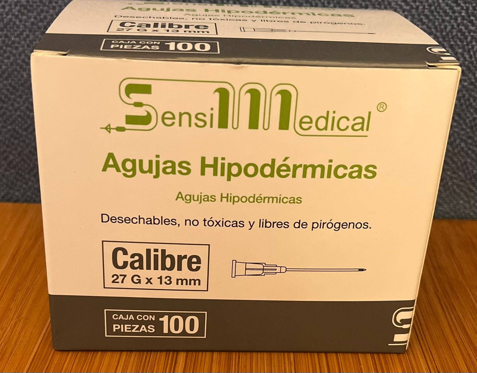 AGUJA HIPODERMICA ESTERIL 27G X 13 MM C/100 PZA (GRIS)