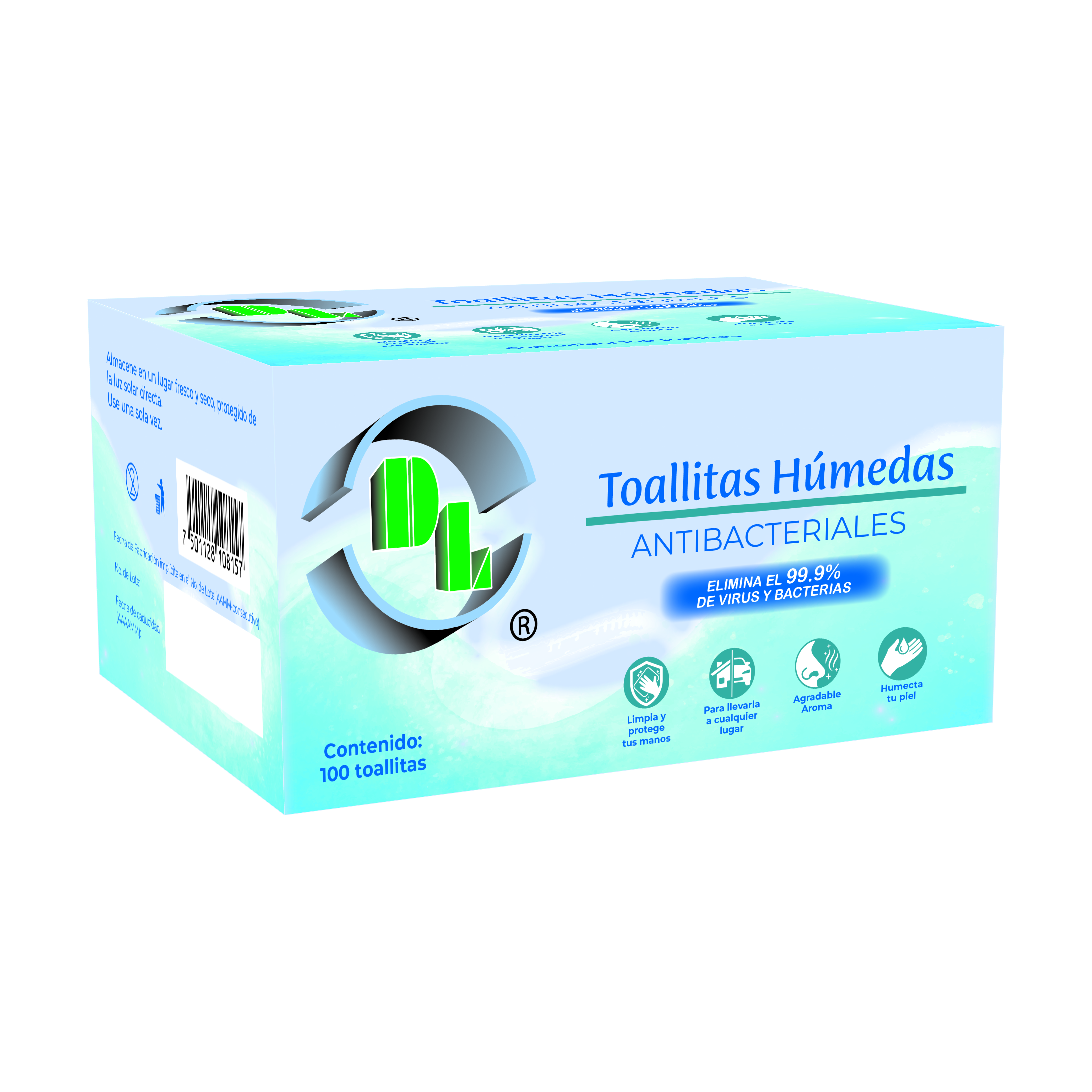 TOALLITAS HUMEDAS ANTIBACTERIALES C/100