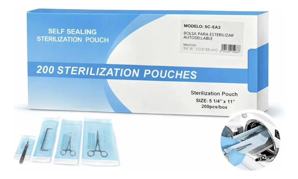 BOLSA POUCHES PARA ESTERILIZAR 5 1/4 X 11 BOLSA DE ESTERILIZACION GRADO MEDICO
