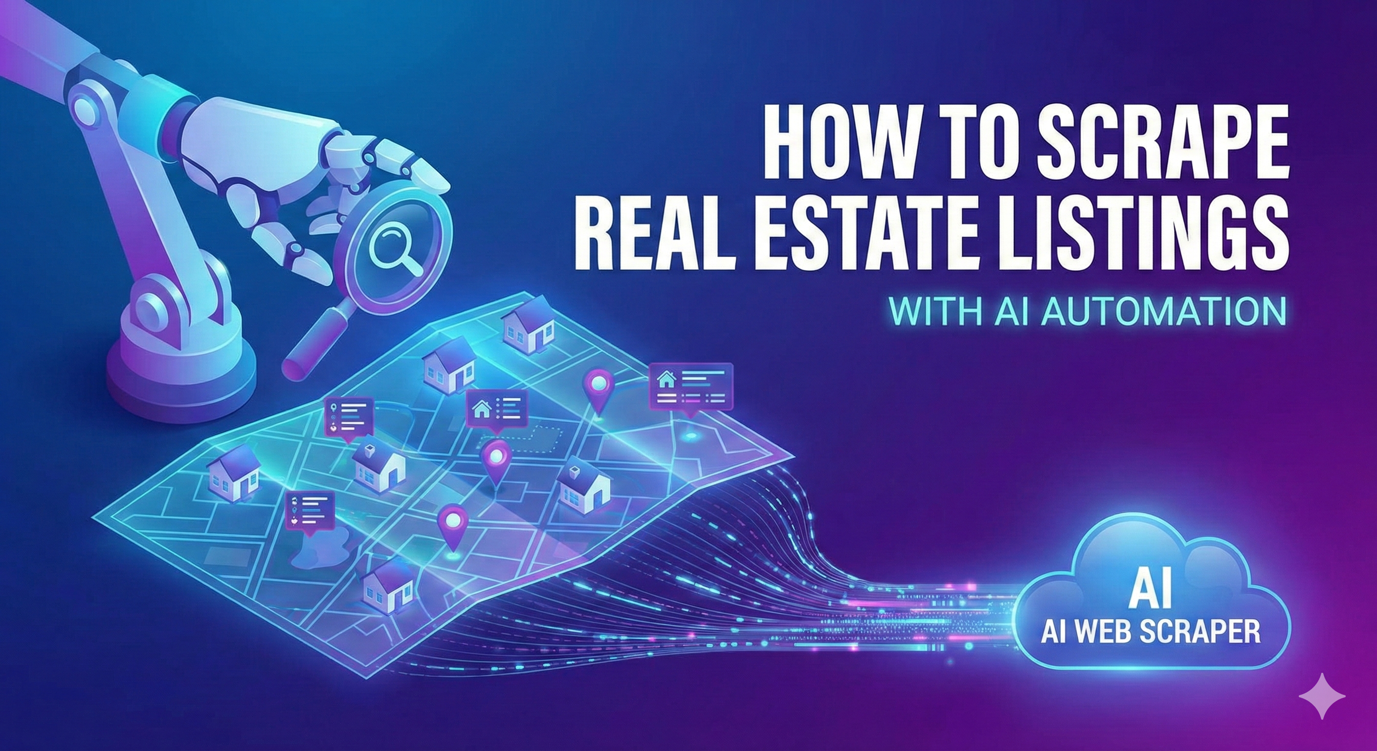 AI-powered real estate data extraction showing property listings