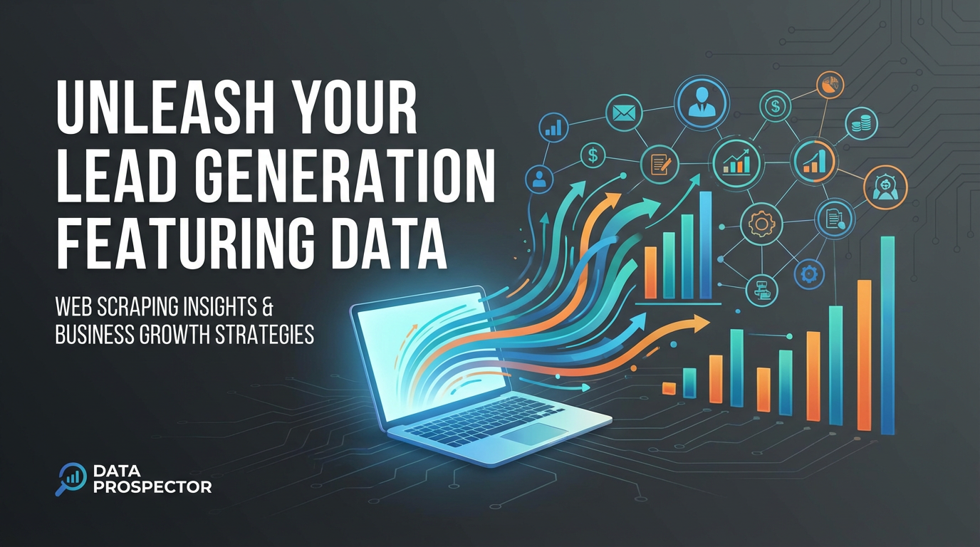 Web scraping for lead generation visualization showing B2B prospect data flowing into sales pipeline