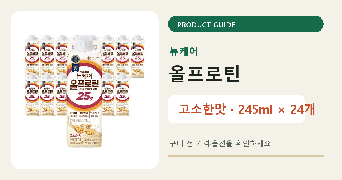 뉴케어 올프로틴 고소한맛 245ml 24개 구매 가이드 썸네일