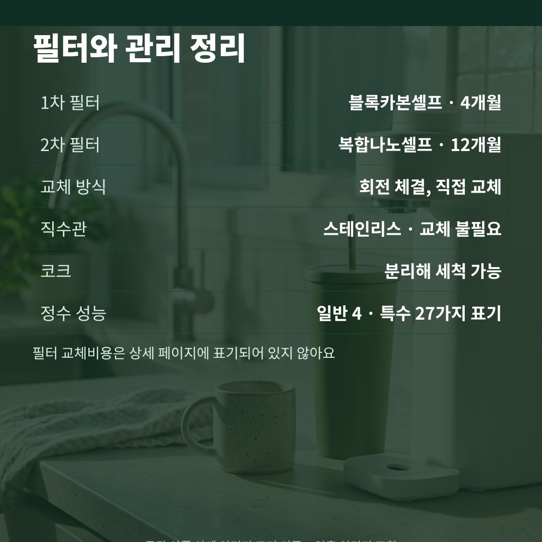 SK매직 미니 Green41 필터와 직수관 코크 관리 정리 카드