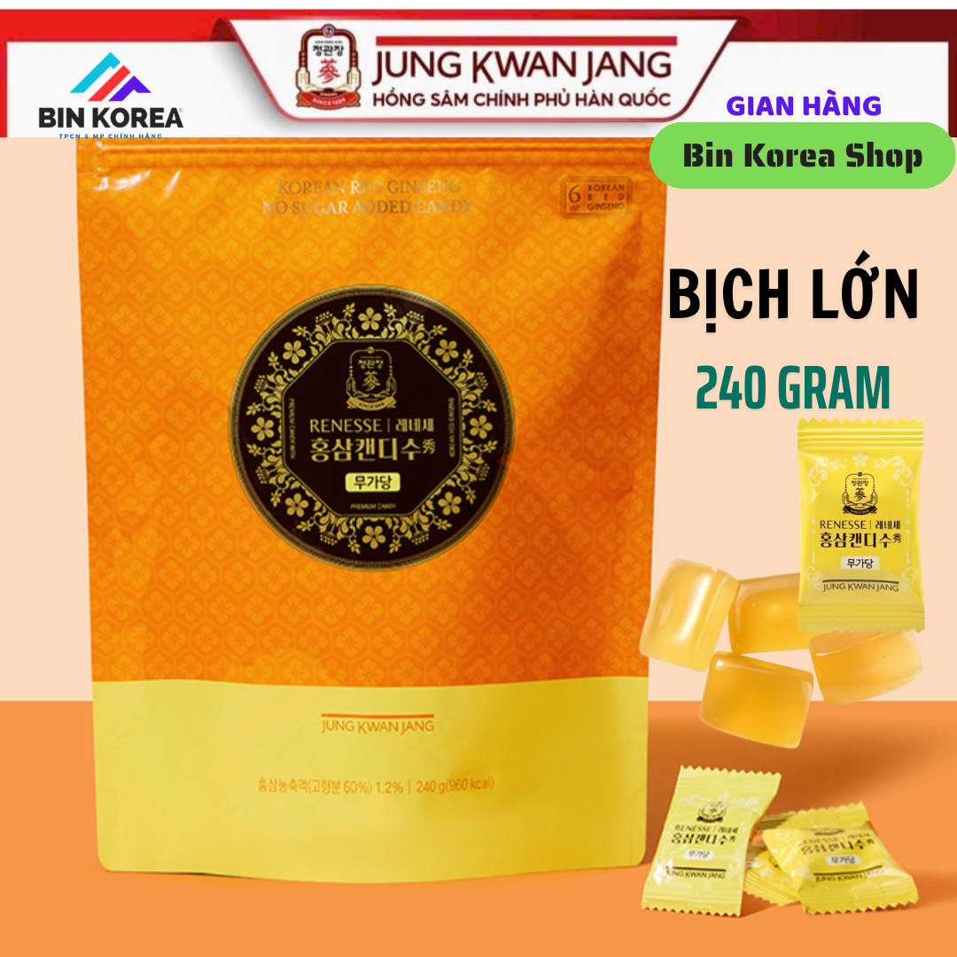 Kẹo Sâm Không Đường Cao Cấp KGC Jung Kwan Jang Túi Lớn 240gram