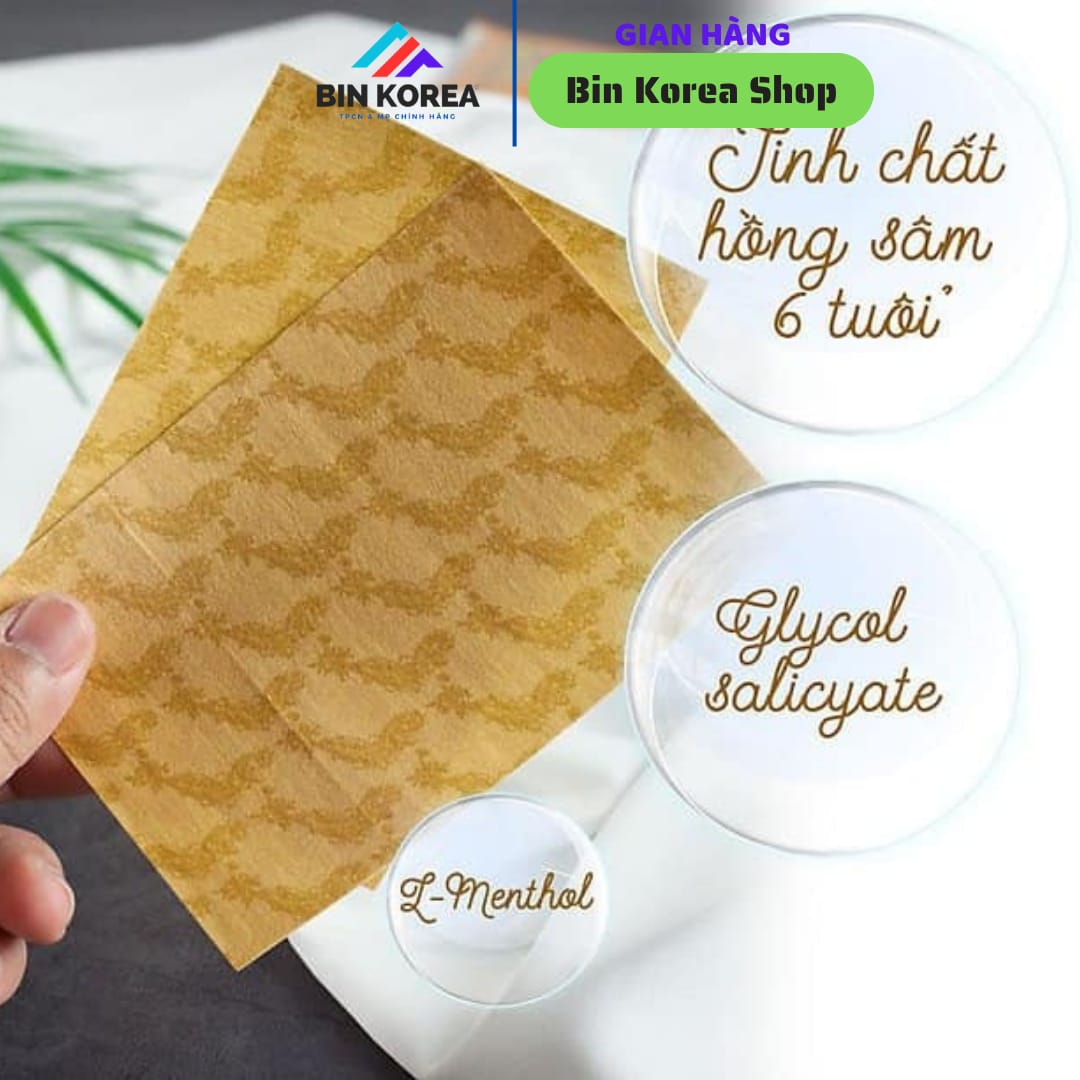 [Combo 3 Túi] Cao Dán Hồng Sâm Hemina Bản Màu Vàng Túi 20 Miếng thumbnail 4