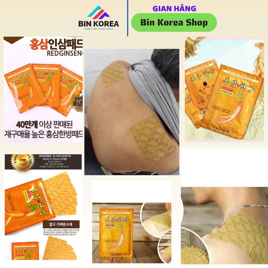 [Combo 3 Túi] Cao Dán Hồng Sâm Hemina Bản Màu Vàng Túi 20 Miếng thumbnail 6