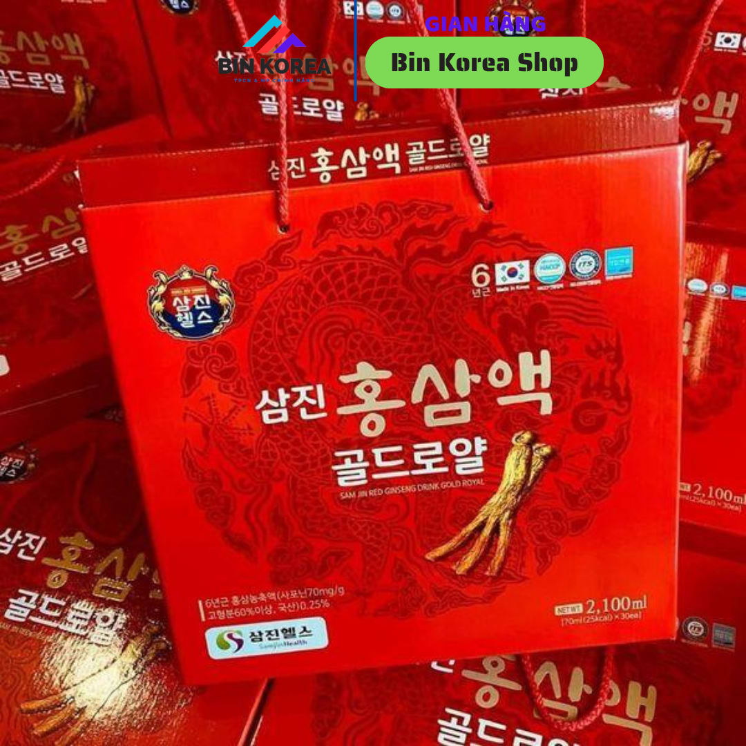 Nước Uống Hồng Sâm 6 Năm Tuổi Samjin Health Hộp 30 Gói x 70ml thumbnail 2