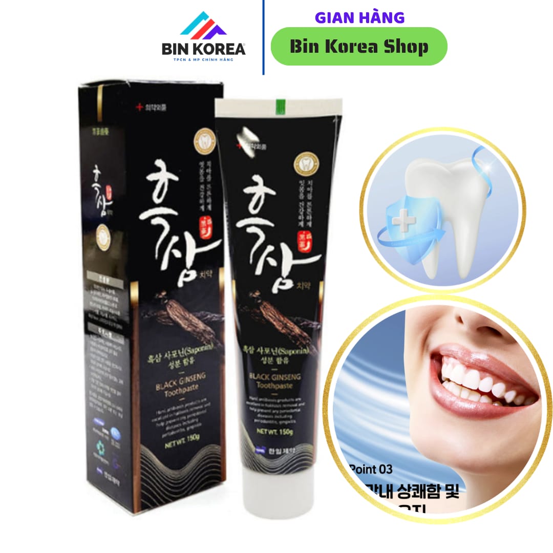 Kem Đánh Răng Hắc Sâm Black Ginseng Toothpaste Tuýp 150 gram 