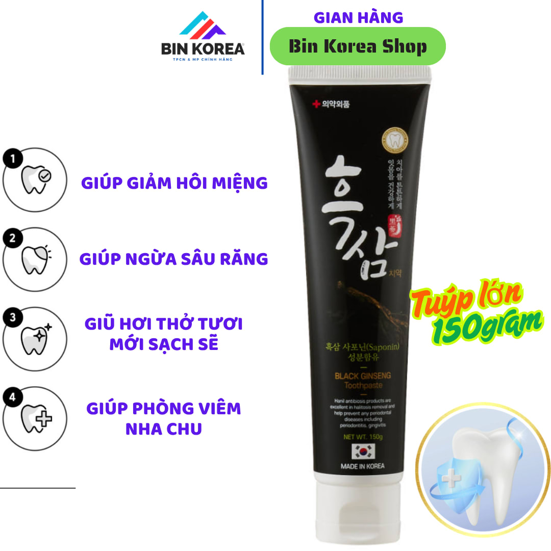 Kem Đánh Răng Hắc Sâm Black Ginseng Toothpaste Tuýp 150 gram  thumbnail 4