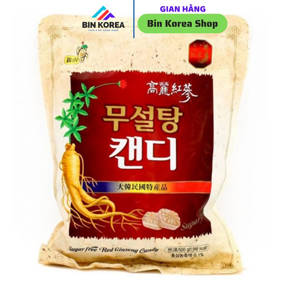 Kẹo Hồng Sâm Không Đường Màu Trắng Túi Lớn 500gram - 1