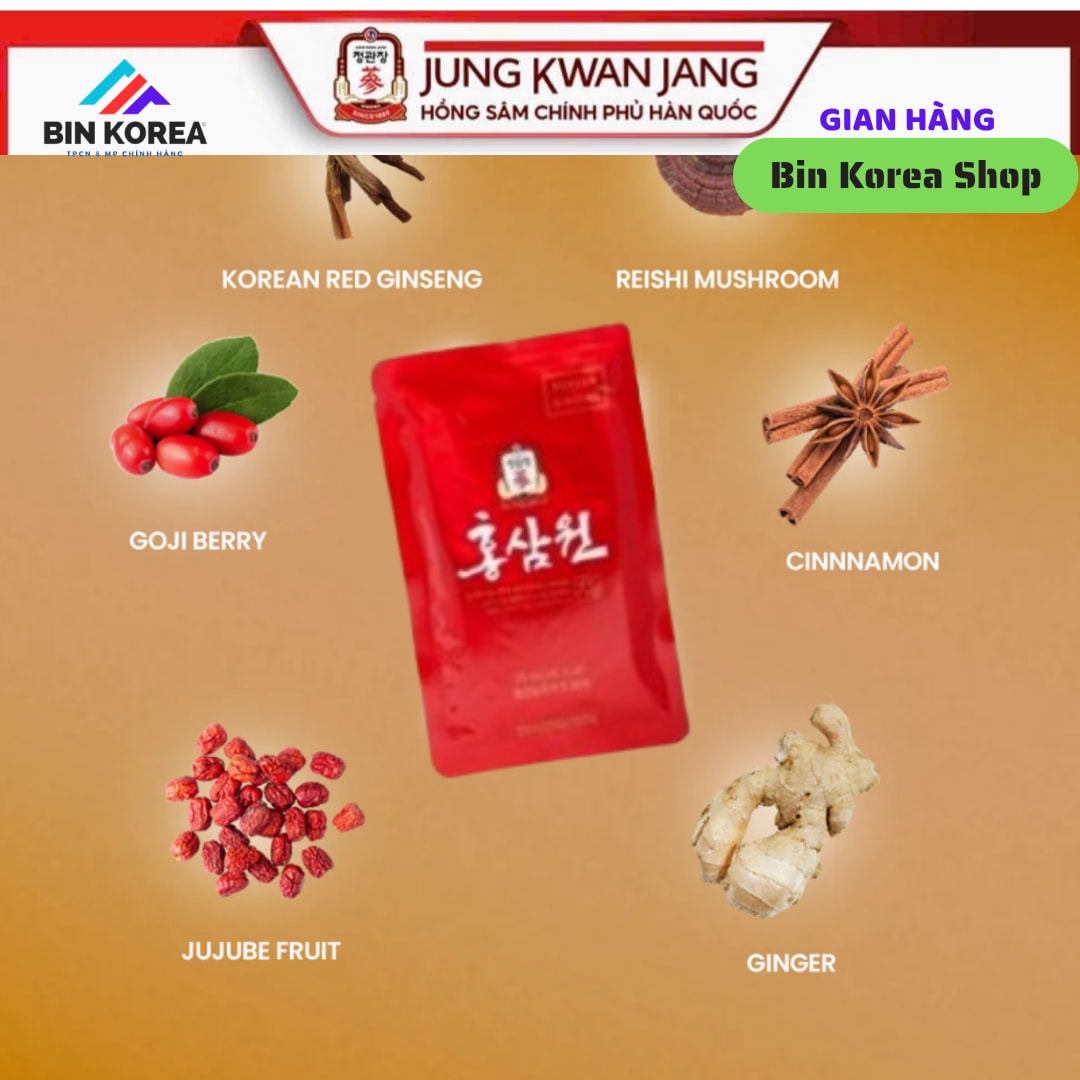TPBVSK Nước Uống Hồng Sâm Pha Sẵn Jung Kwan Jang KGC Hong Sam Won Pouch Hộp 30 Gói x 70ml thumbnail 2