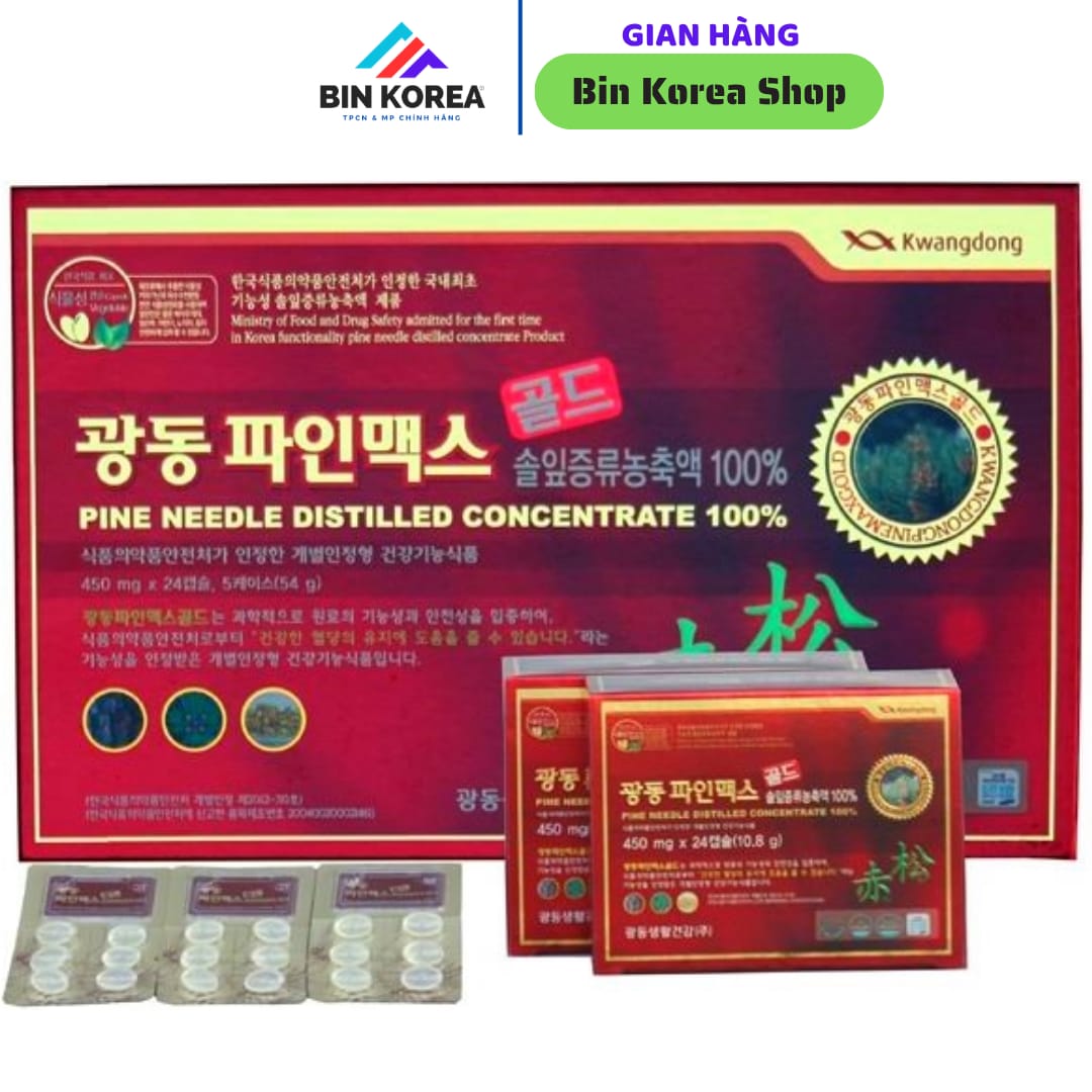 Tinh Dầu Thông Đỏ Kwangdong Pine Needle Distilled Concentrate Hộp 120 Viên x 450 mg - 1