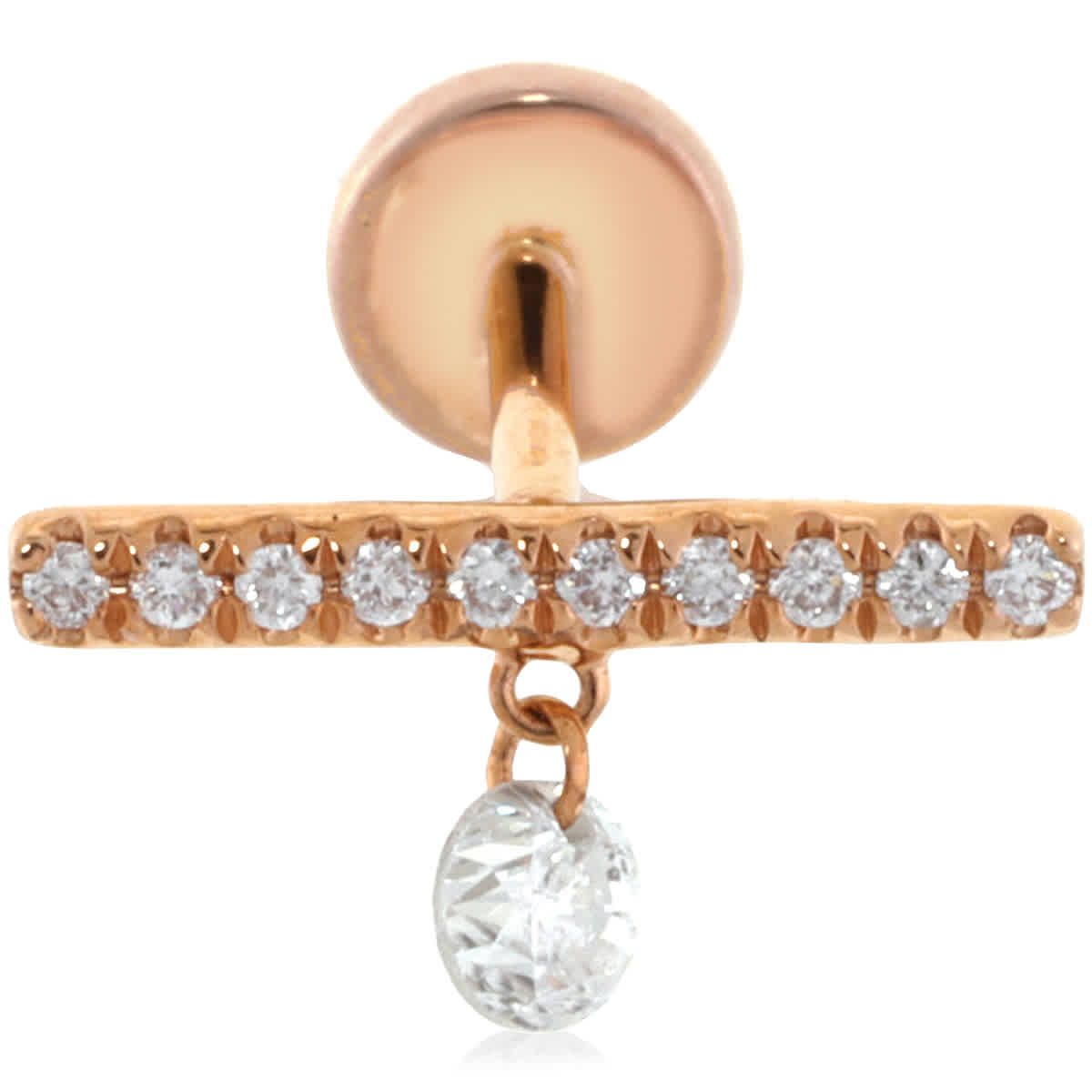 Persee 18K Rose Gold Hanging Bar Diamond Earring