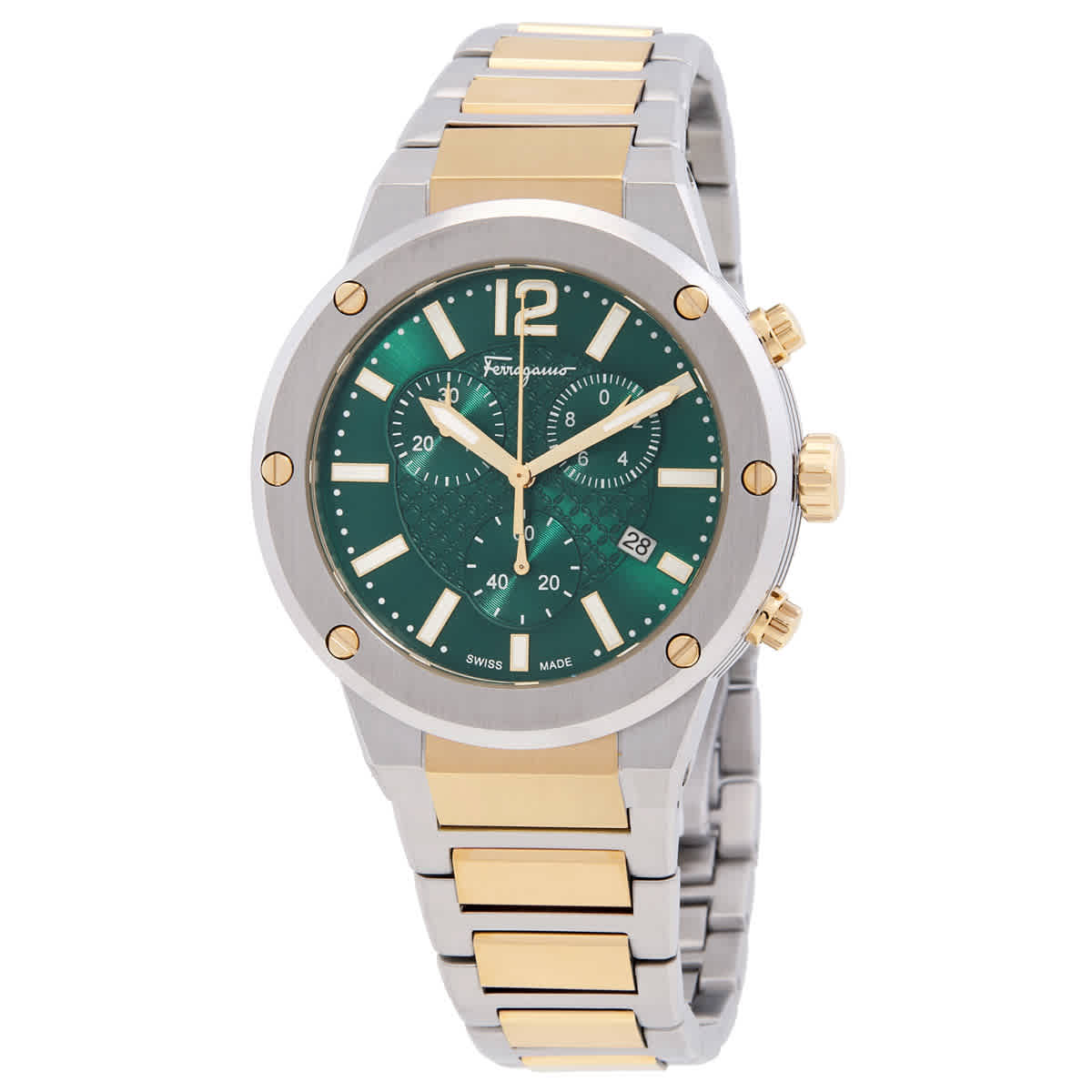 Ferragamo F-80 Chronograph Quartz Green Dial Mens Watch SFJE00424 370$