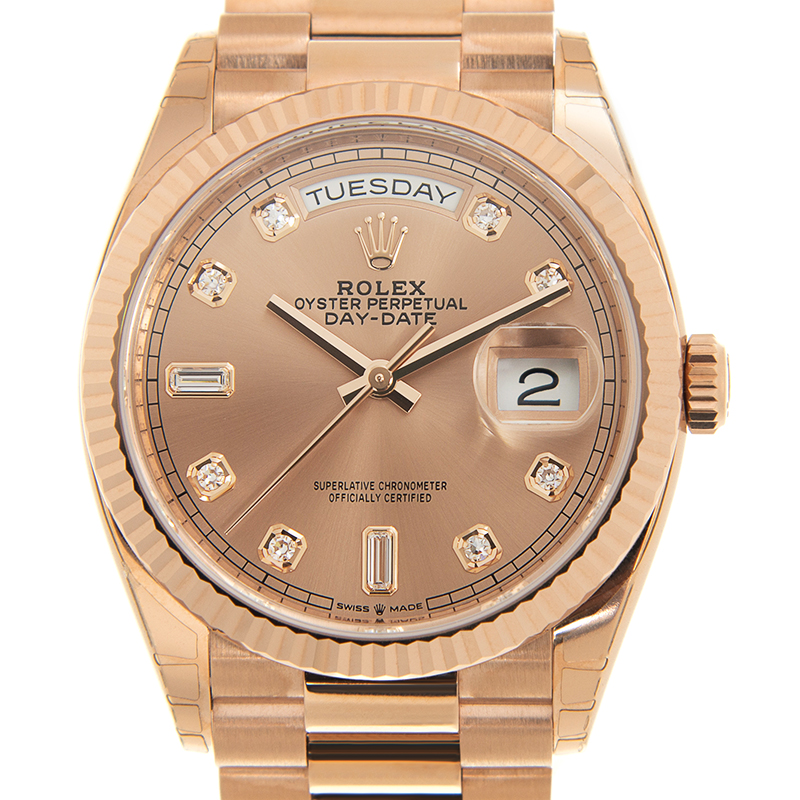 Rolex DayDate 36 Automatic Diamond Dial 18kt Everose Gold President Watch 128235PDP
