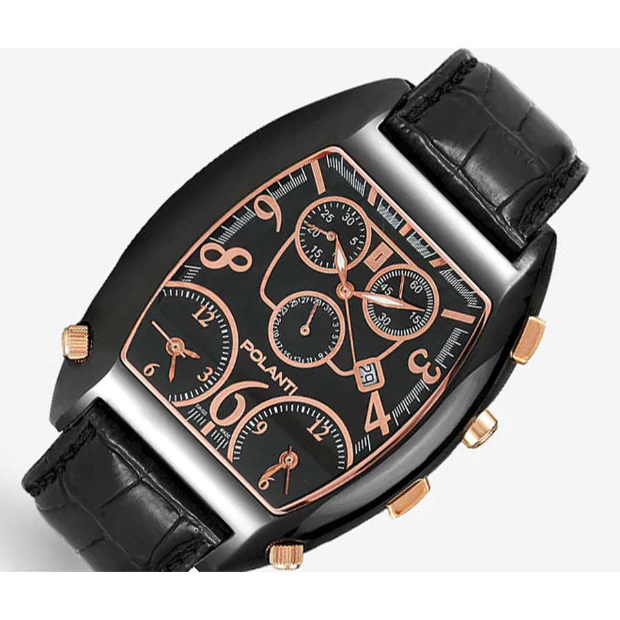 Polanti 3T-Zone Chronograph Quartz Rose Gold Dial Mens Watch PL2400-IPBK-RG