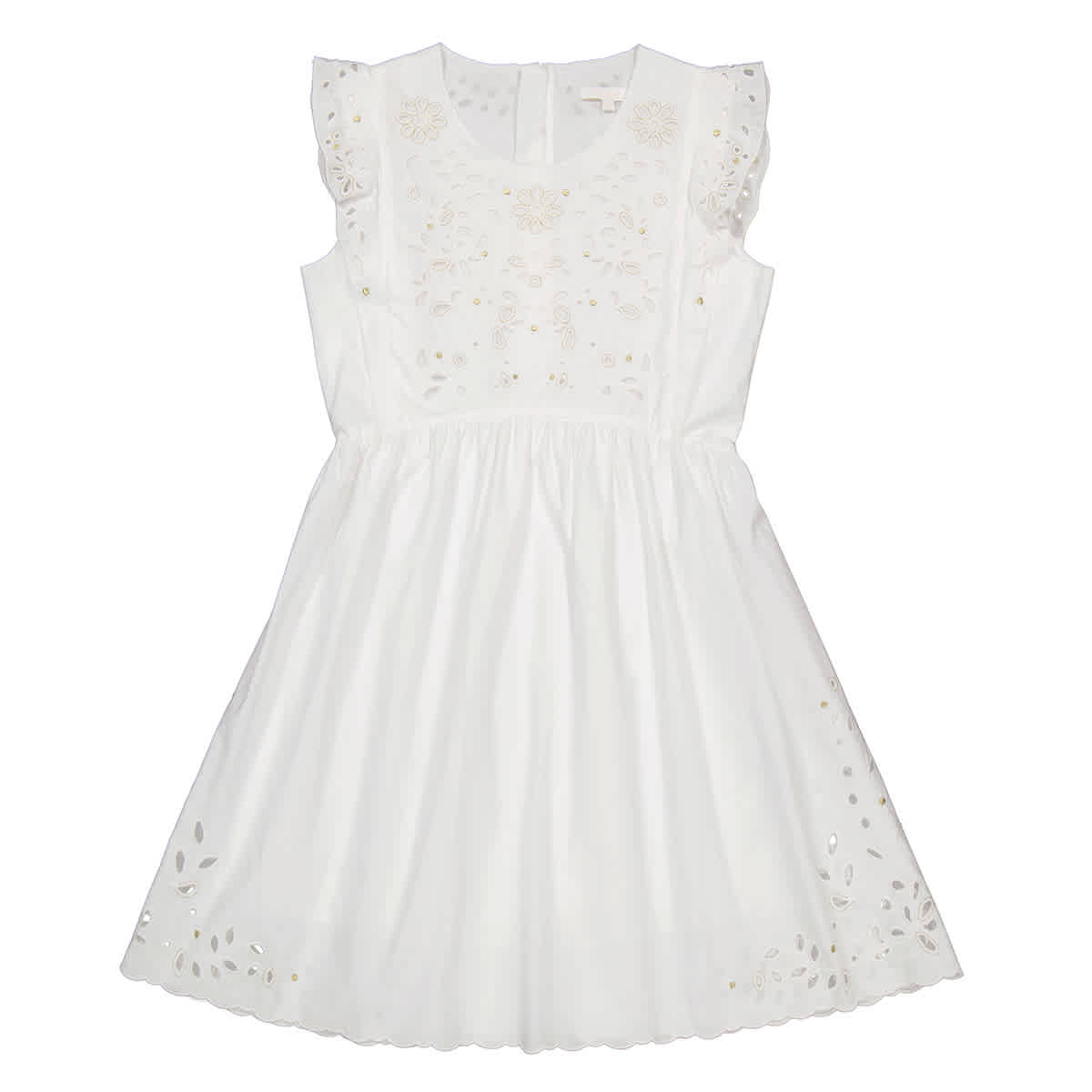 Pre-owned Chloé Chloe Girls Broderie Anglaise Mini-me Cotton Dress In Check Description