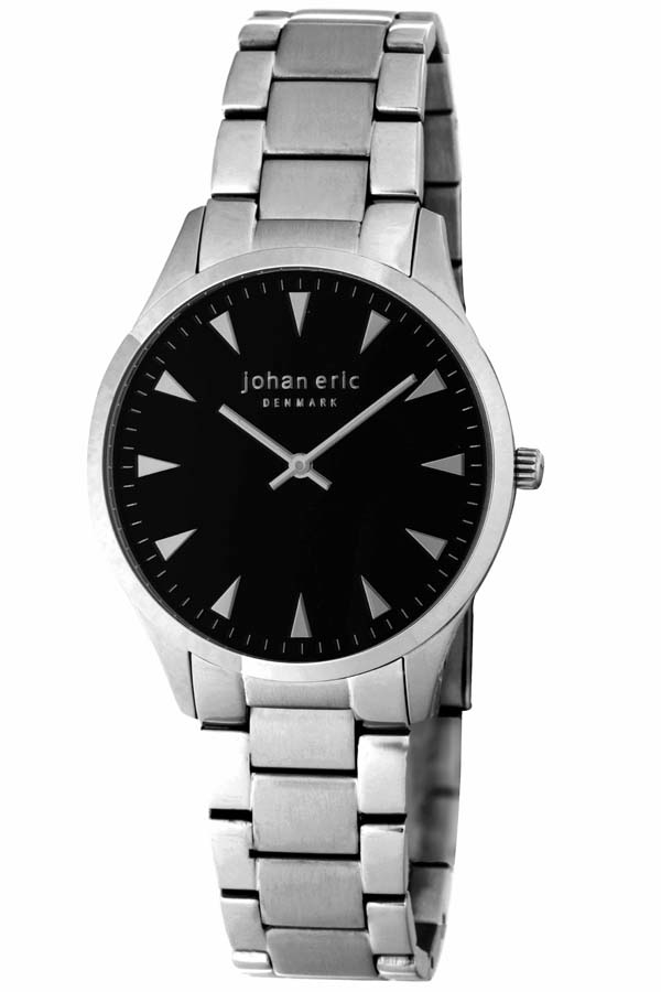 Johan Eric Helsingor Black IP Steel Black Dial Leather Bracelet Mens Watch JE9000-04-007B