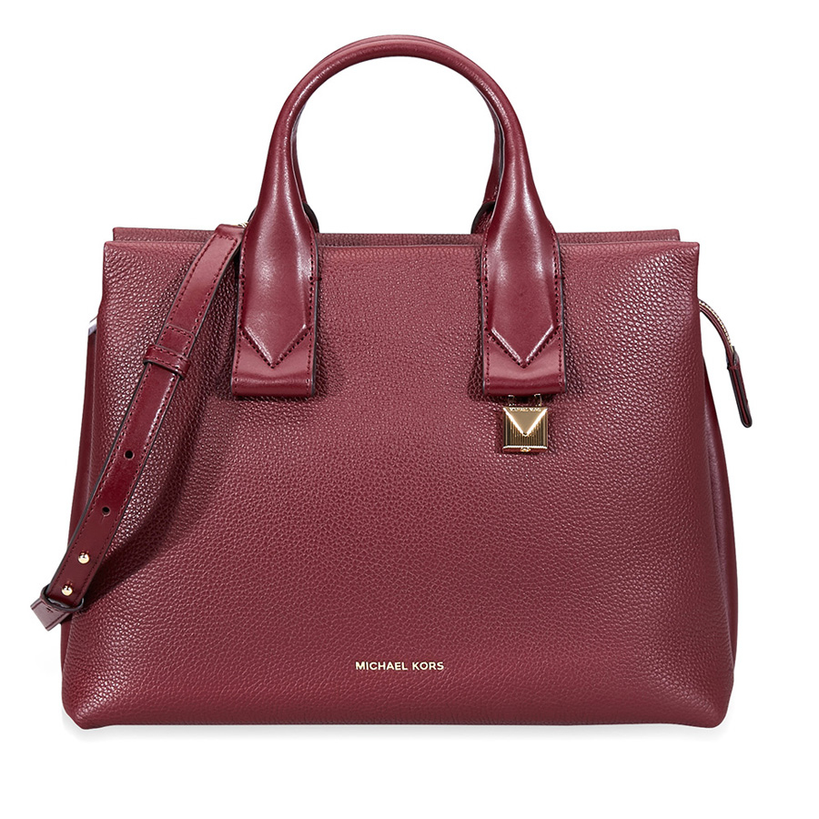 Michael Kors Rollins Large Pebbled Leather Satchel- Oxblood 30F8GX3S3L ...